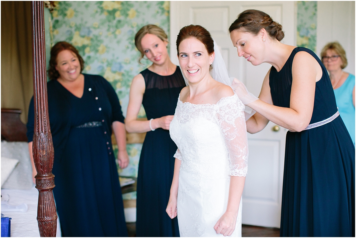 Bride getting ready at Chiddingstone Castle