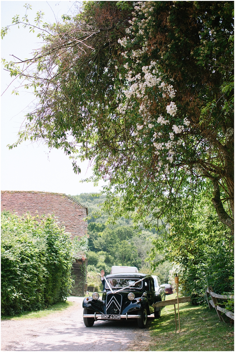 Bridal car arriving at Duncton Mill Fishery