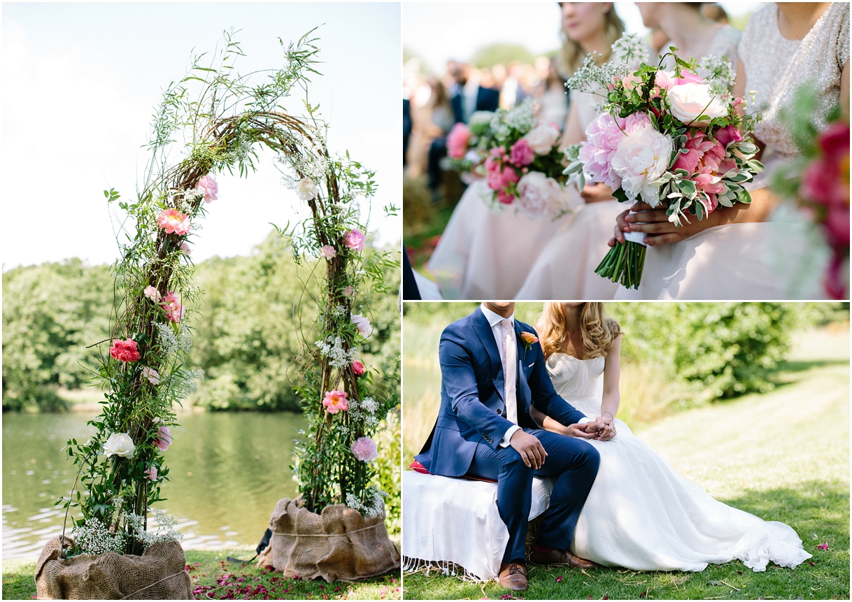 Outdoor wedding ceremony at Duncton Mill Fishery
