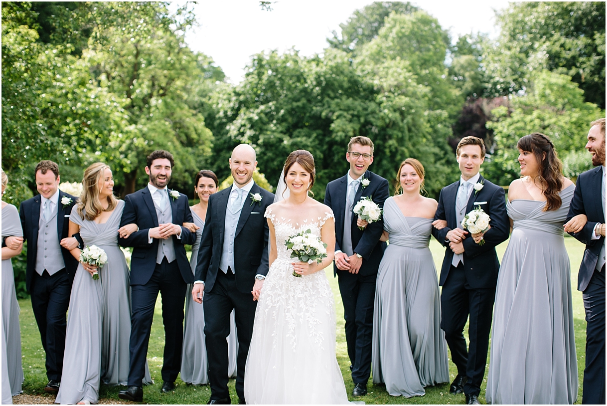 Wedding party in blue and grey