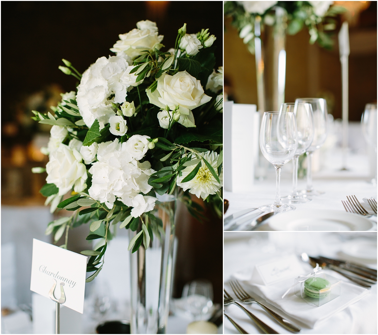 white and green elegant table settings