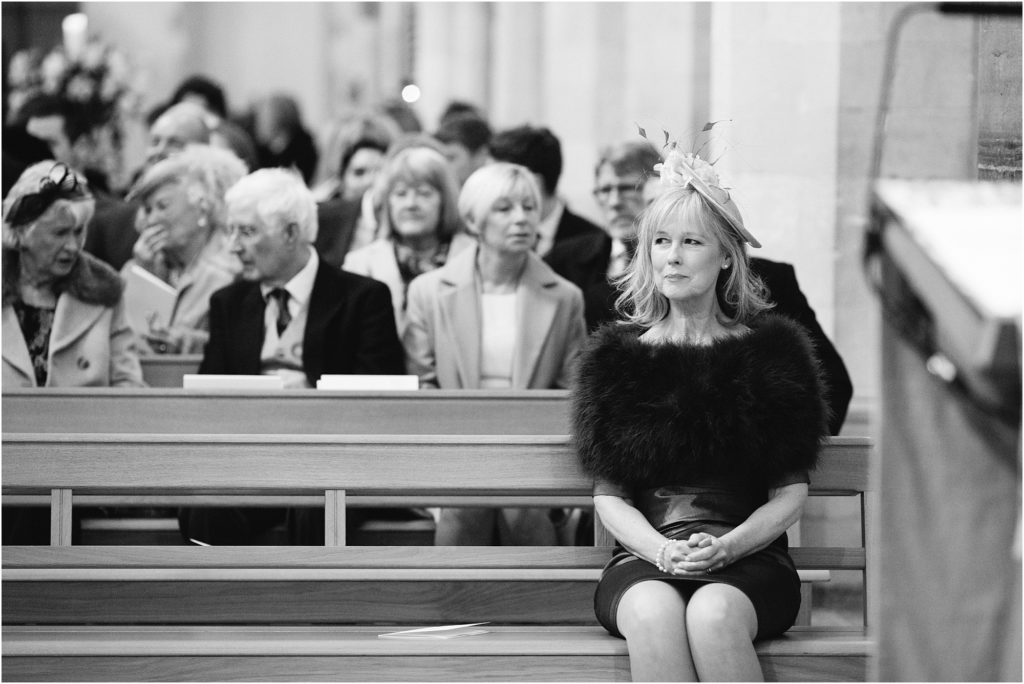 Mother of the bride in church
