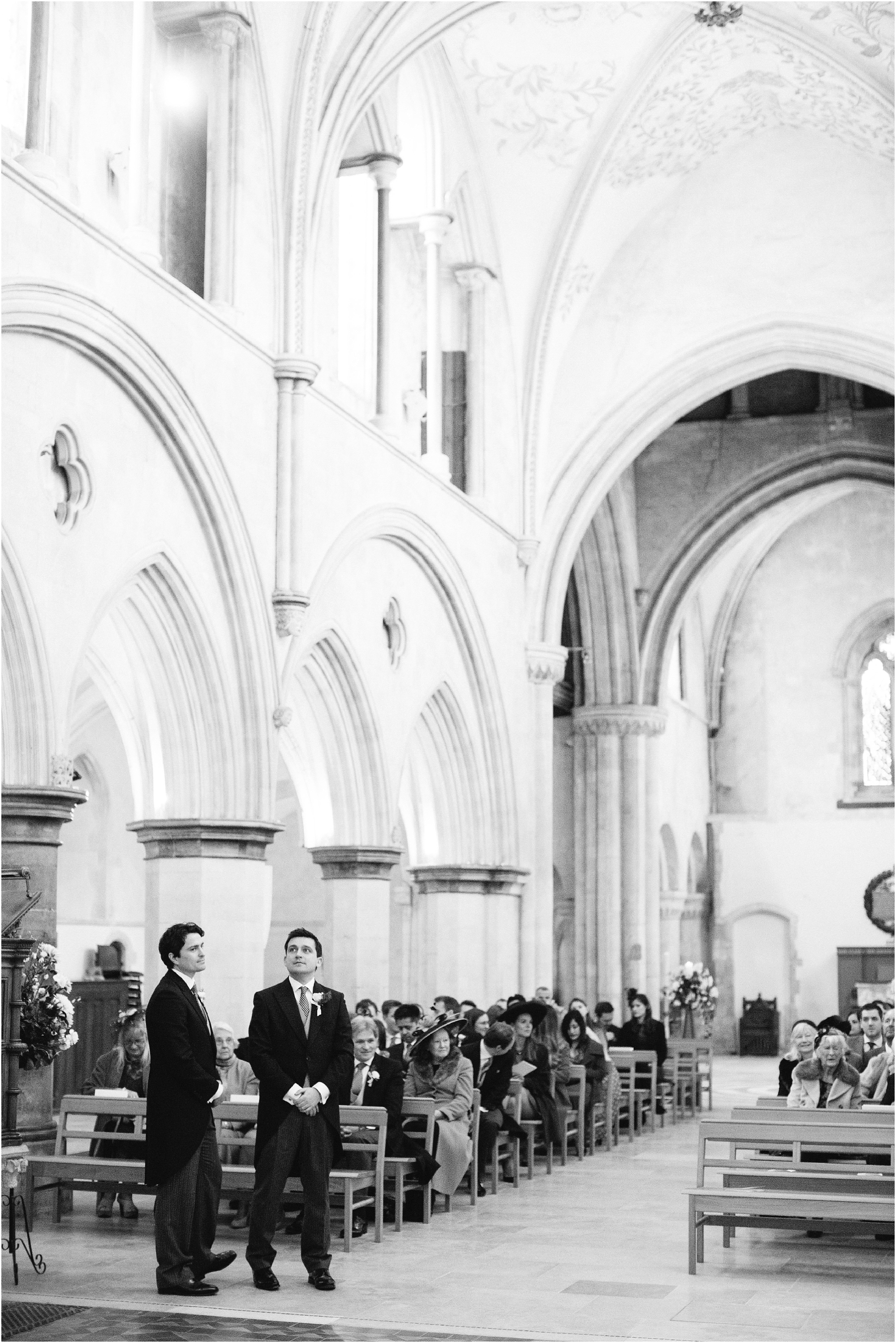 Groom and best man at front of church