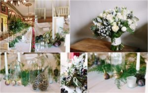 white and green winter wedding flowers