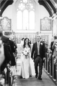 bride and groom exiting church