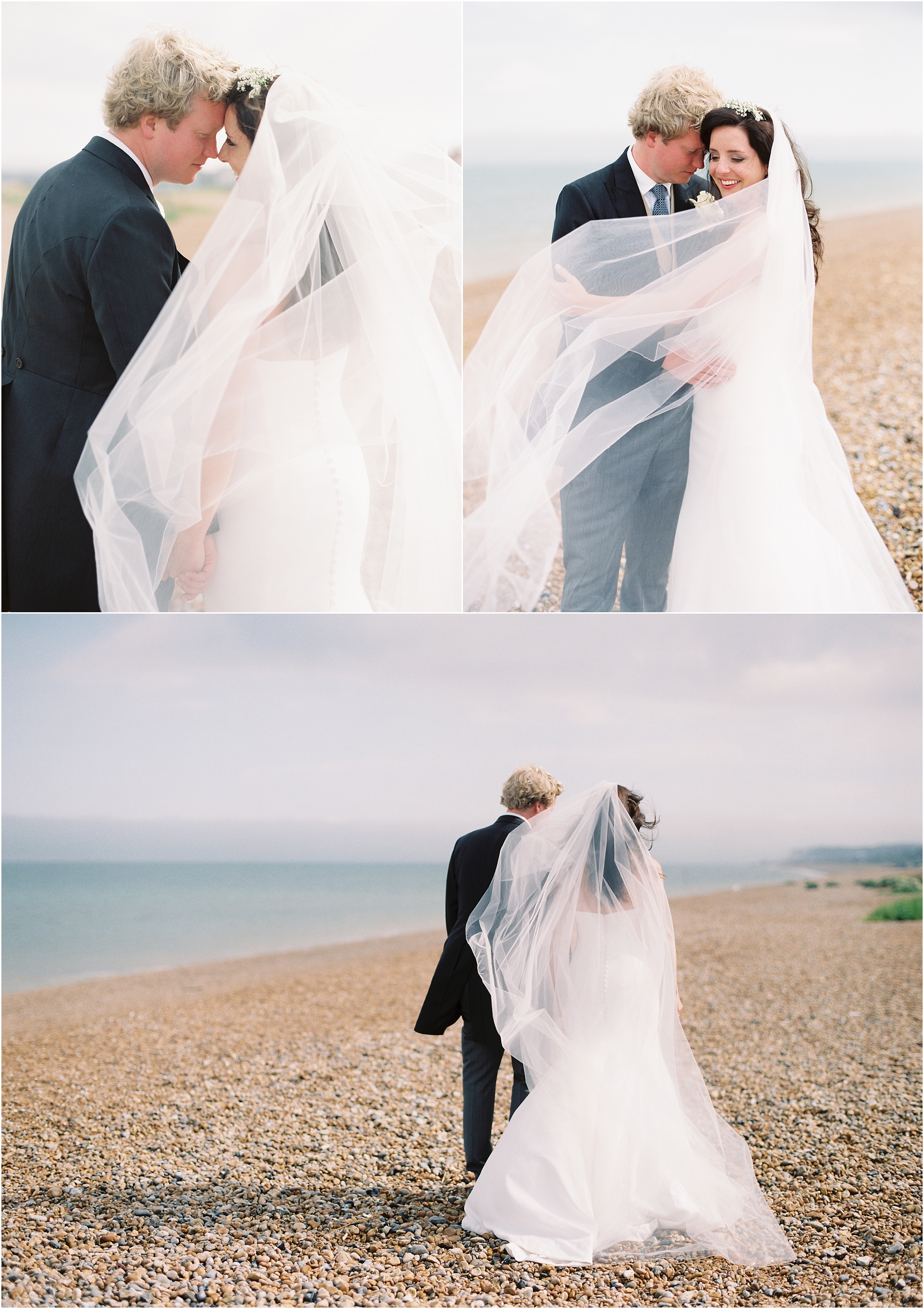 bride and groom on the beach in Deal Kent