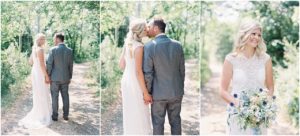 Bride and groom kissing at Tournerbury Woods