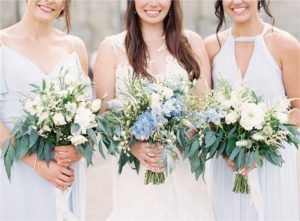 Bride with bridesmaids at Chiddingstone Castle