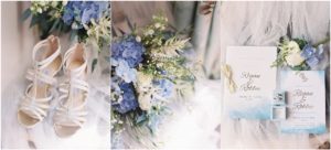 Jimmy Choo wedding shoes bridal bouquet and wedding invitation
