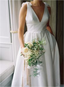 Natural white, cream and green bridal bouquet at Thorpe Manor wedding
