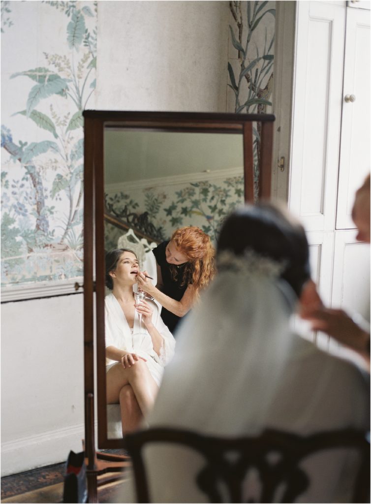 bride on the morning of her St Giles House wedding