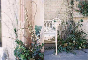 Bench flower installation at Somerley House wedding