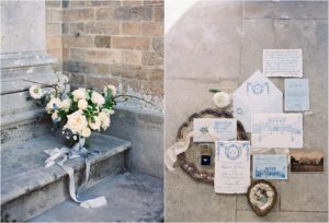 fine art wedding stationery and bridal bouquet