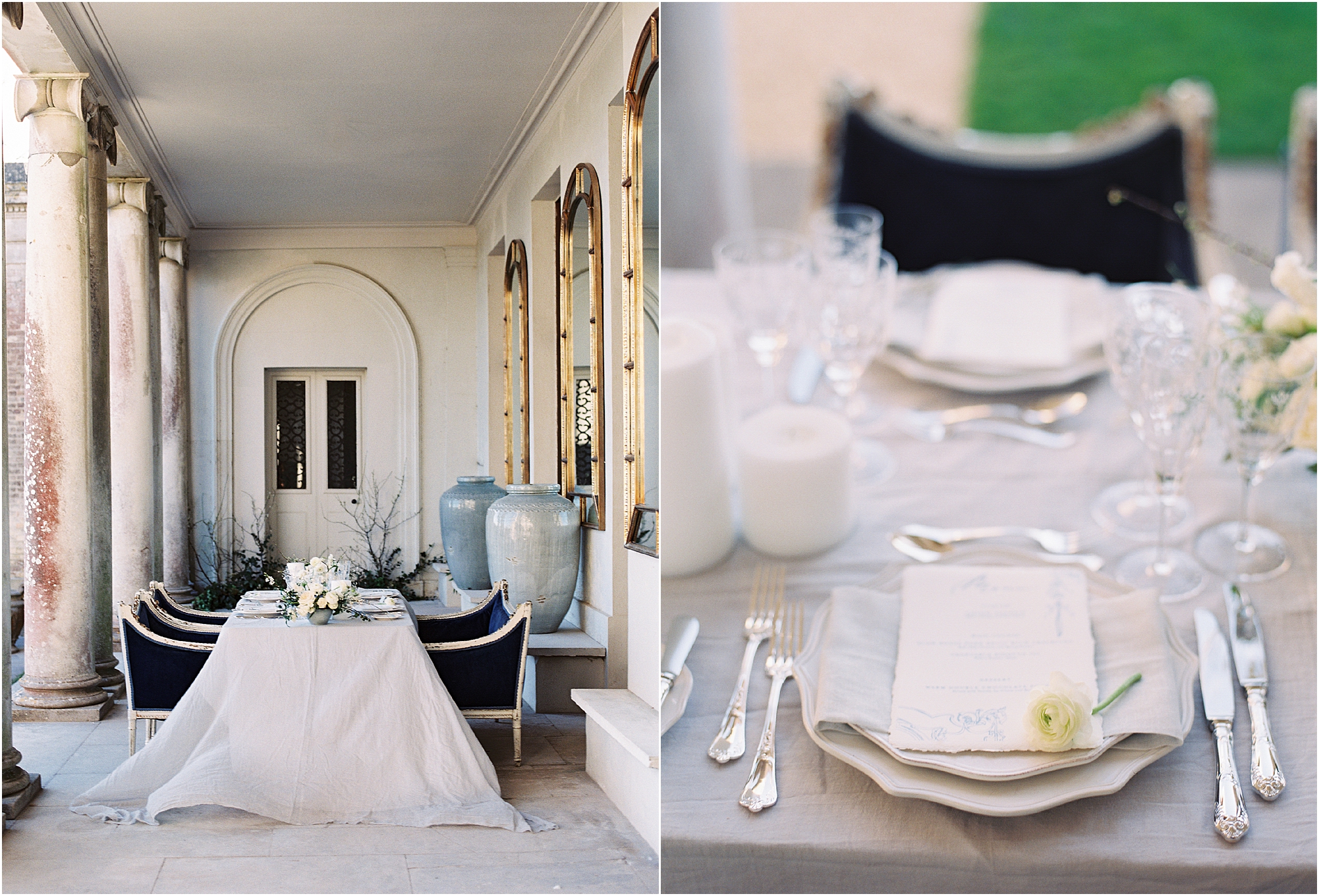wedding breakfast table set at Somerley House