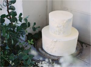 Simple and minimal white two tier wedding cake