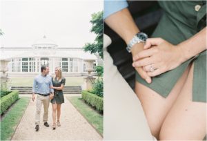 Couple walking outside Chiswick House orangery