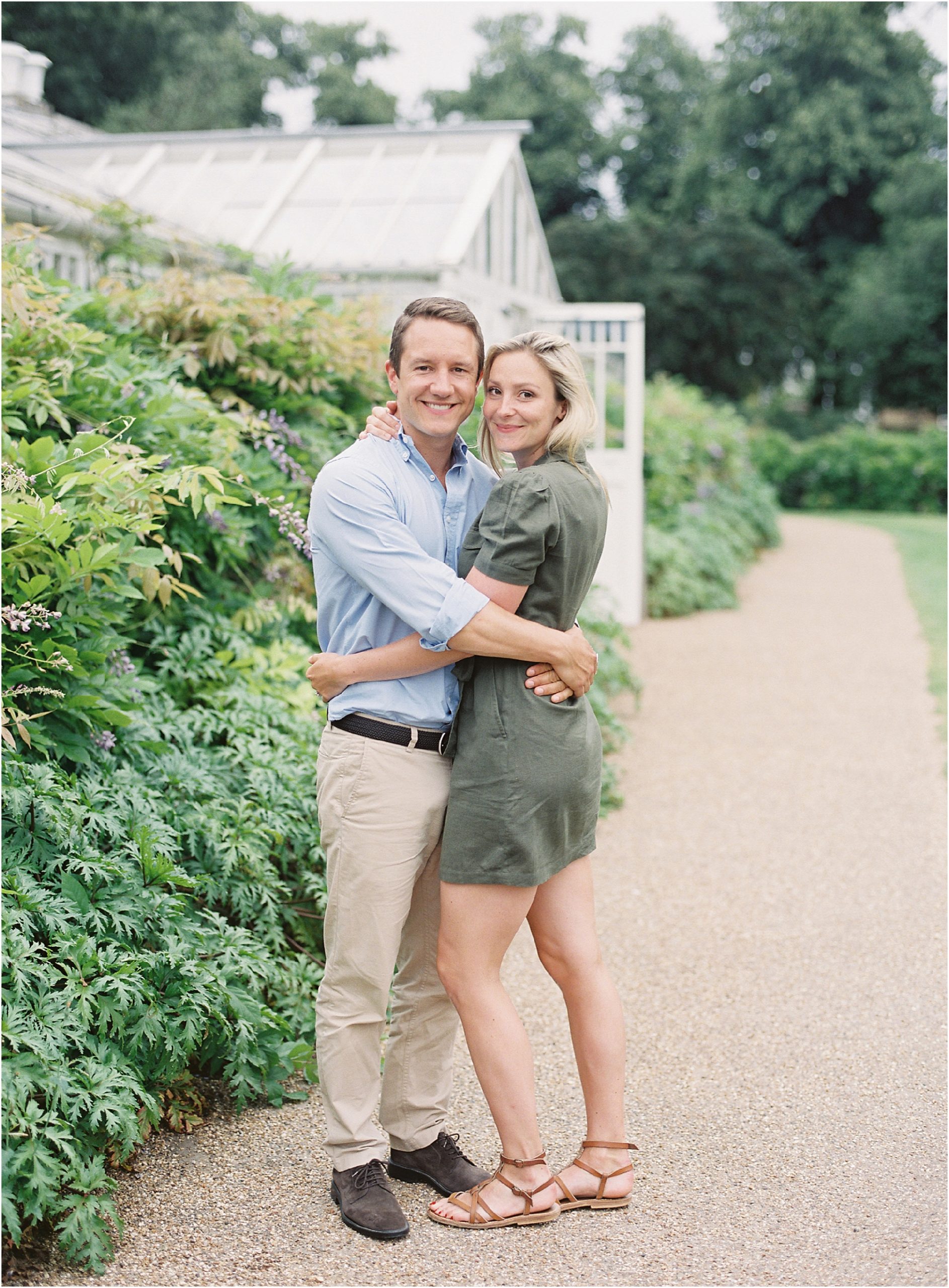 Couple just engaged at Chiswick House