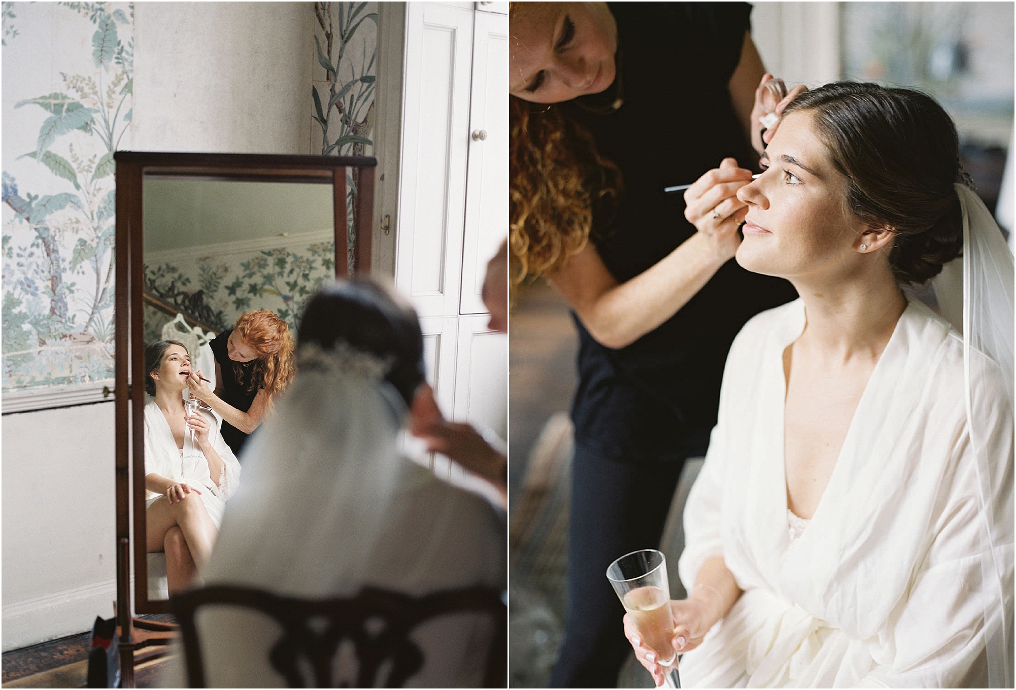 Bride having hair and make up in St Giles House