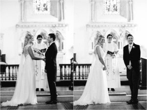 Wedding ceremony photography during wedding service in church