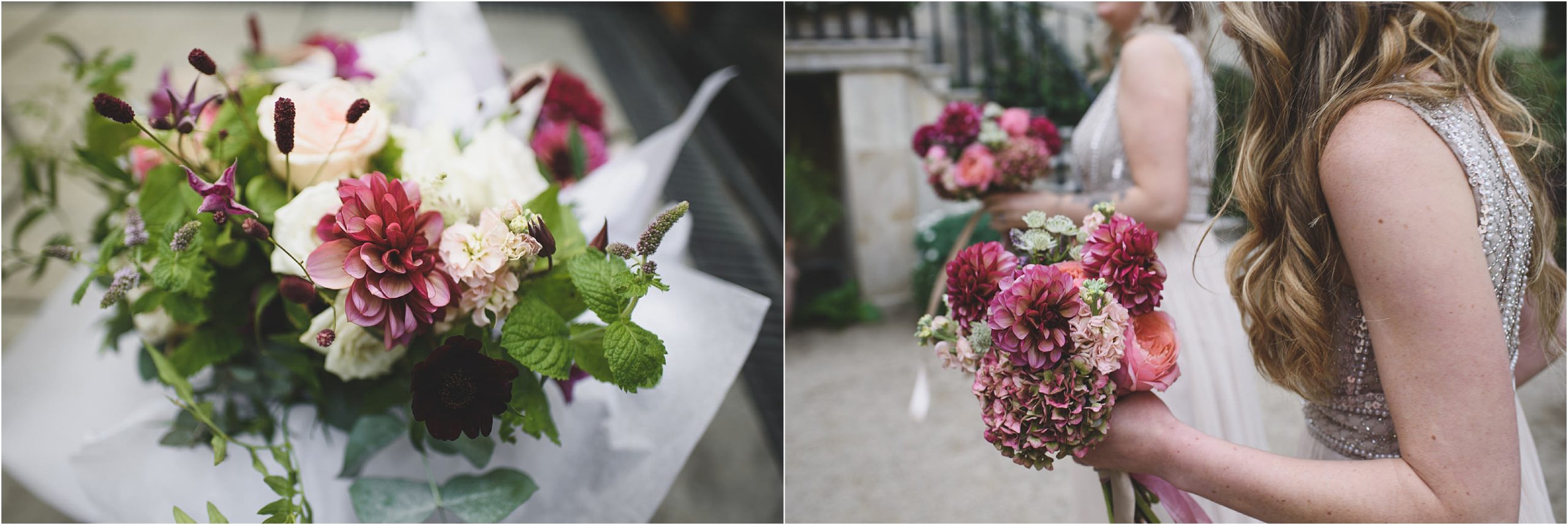 Red and maroon autumn wedding flowers