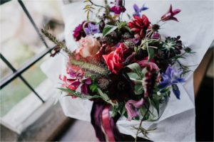 Red and burgundy wedding bouquet