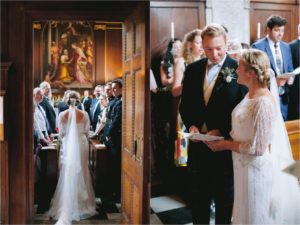 wedding ceremony in the chapel at Trinity Hall Cambridge