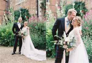 romantic photographs of bride and groom at elegant English wedding Cambridge