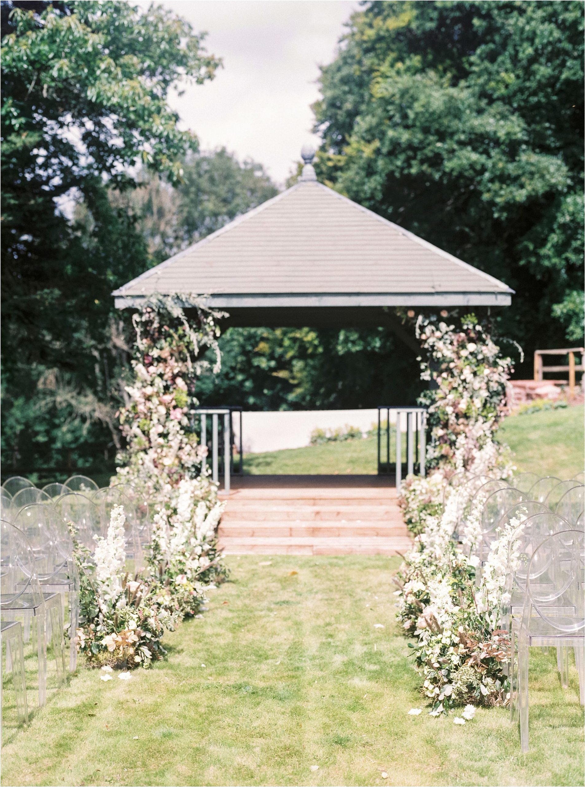 outdoor wedding ceremony at Ugbooke House