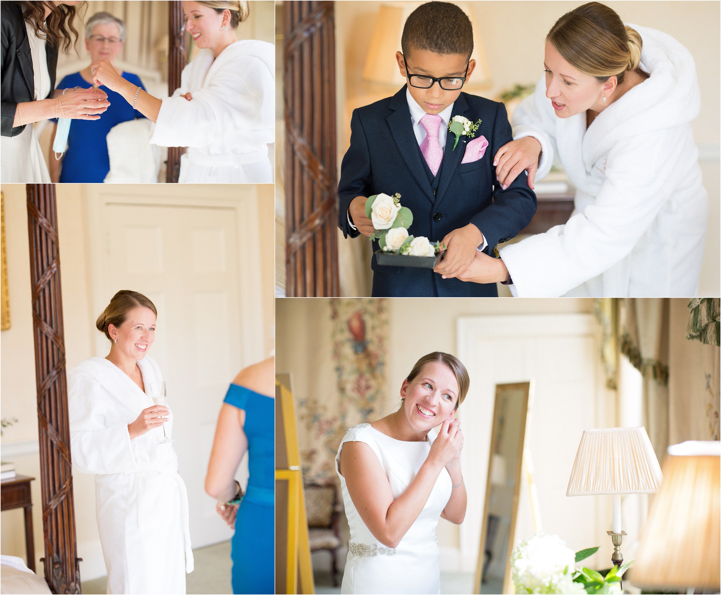 Bride getting ready for an intimate wedding at Ugbrooke House