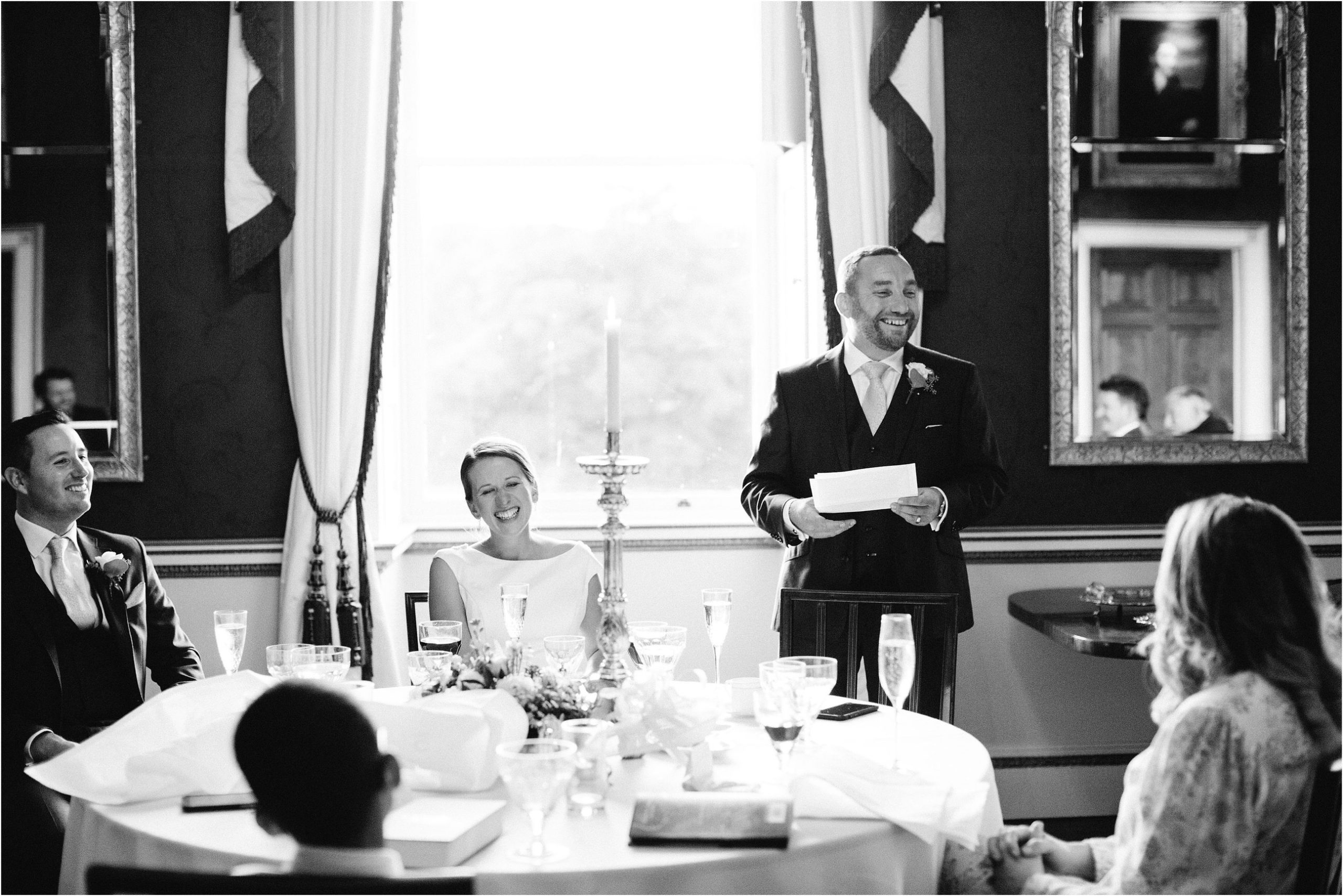speeches in dining room at Ugbrooke House wedding venue