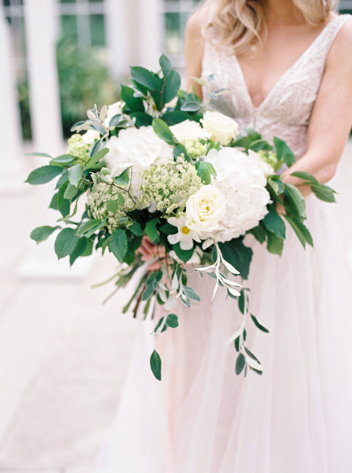 Large white and green luxury wedding bouquet 