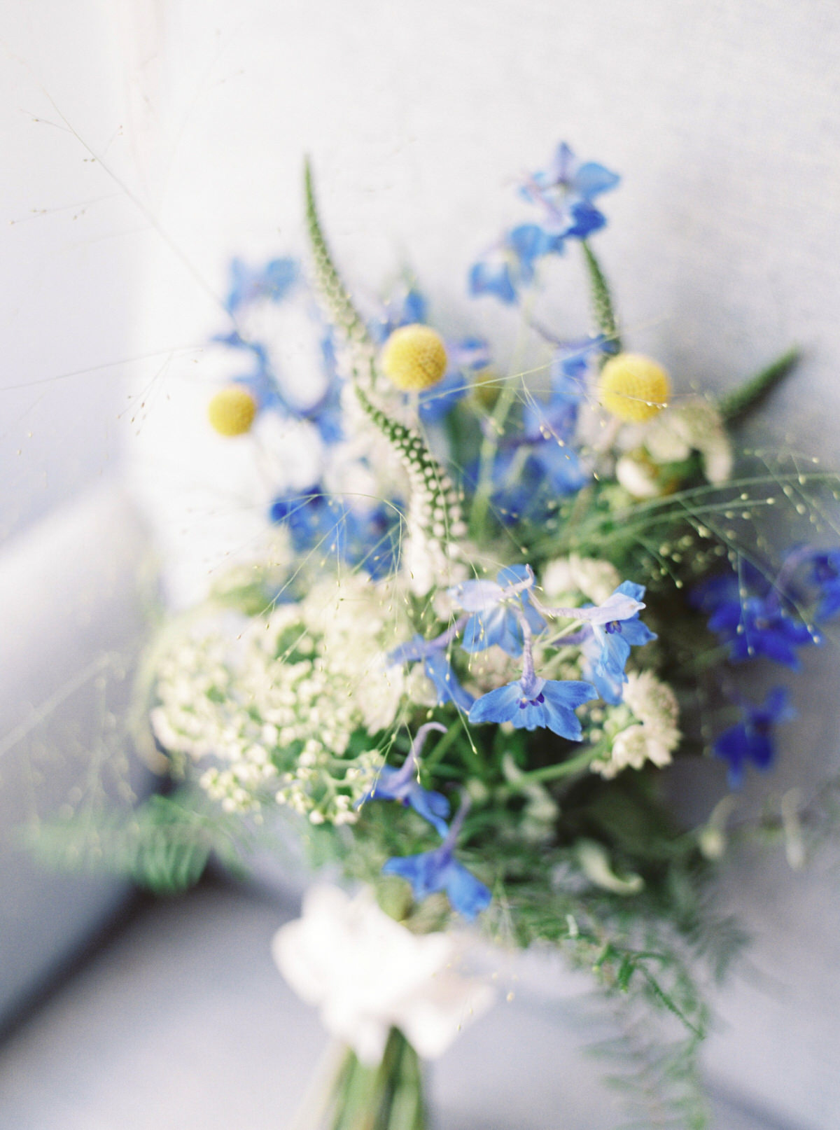 Blue and yellow wedding bouquet
