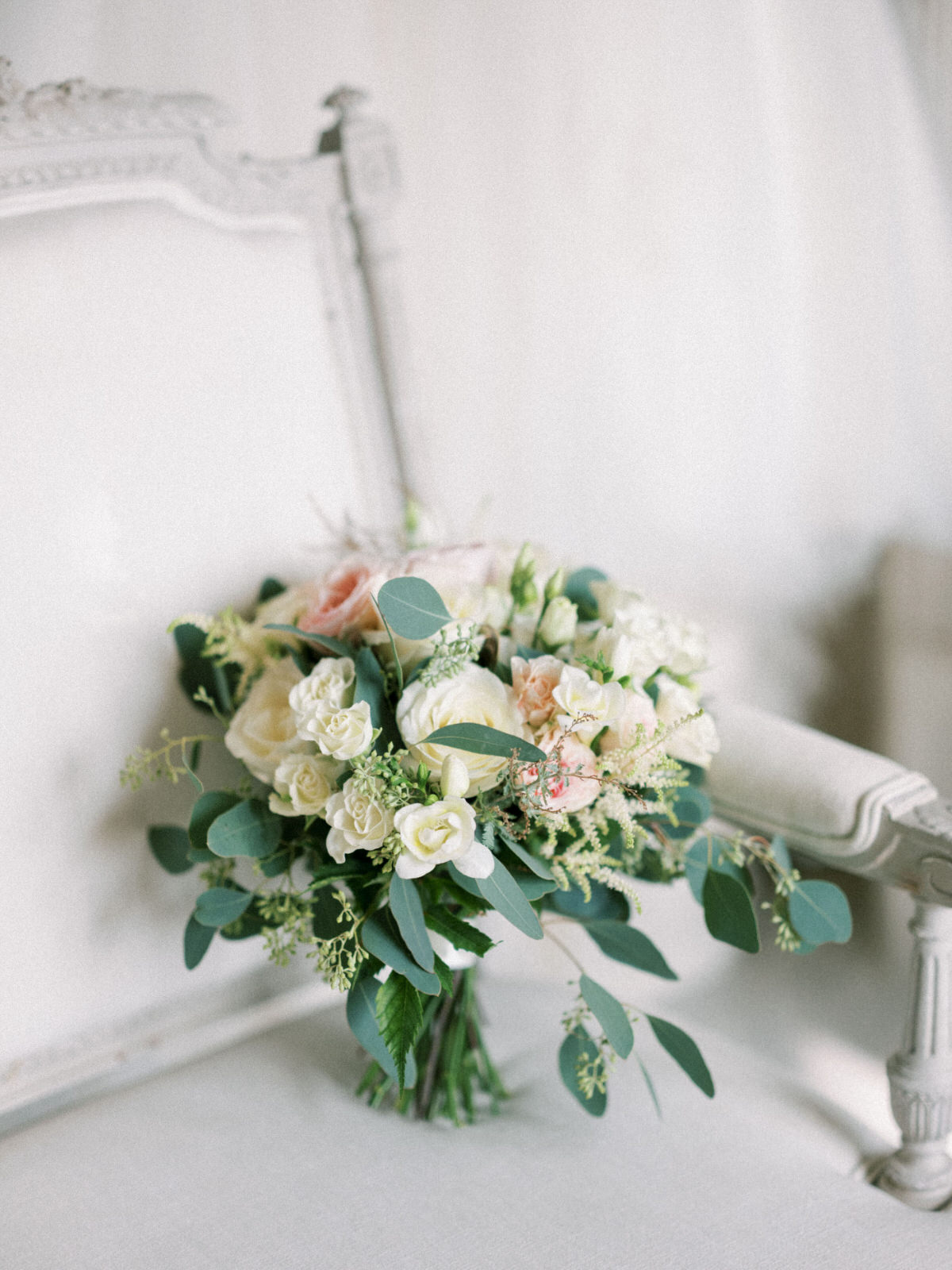 eucalyptus and rose wedding bouquet