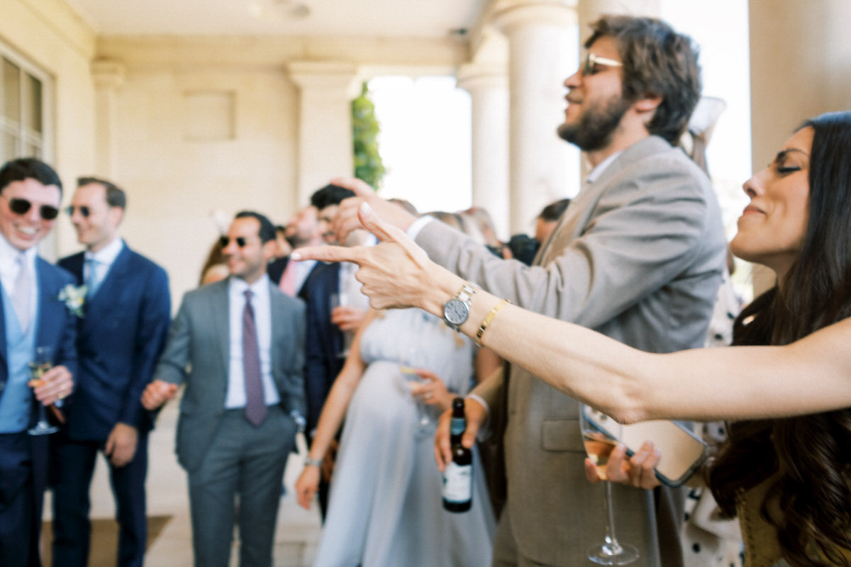 Guests dancing outside at Goodwood House
