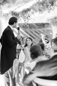 speeches in marquee at Ardington House wedding