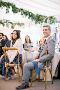 Wedding speeches in marquee at Ardington House