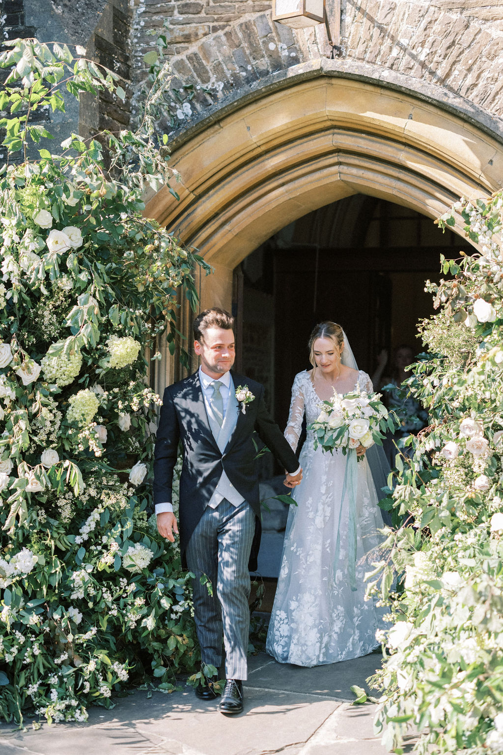 Floral arch at church wedding