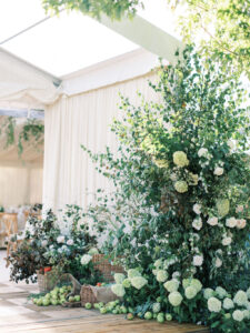 Garden marquee wedding green white and blush. Apples, Ferns, olive branches and terracotta