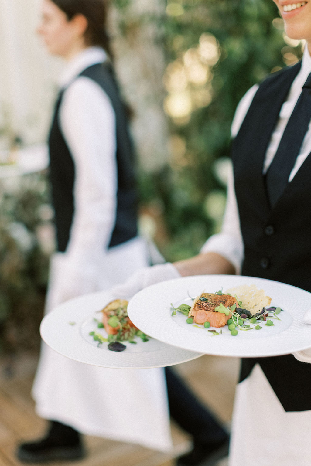 food being served at english garden marquee wedding