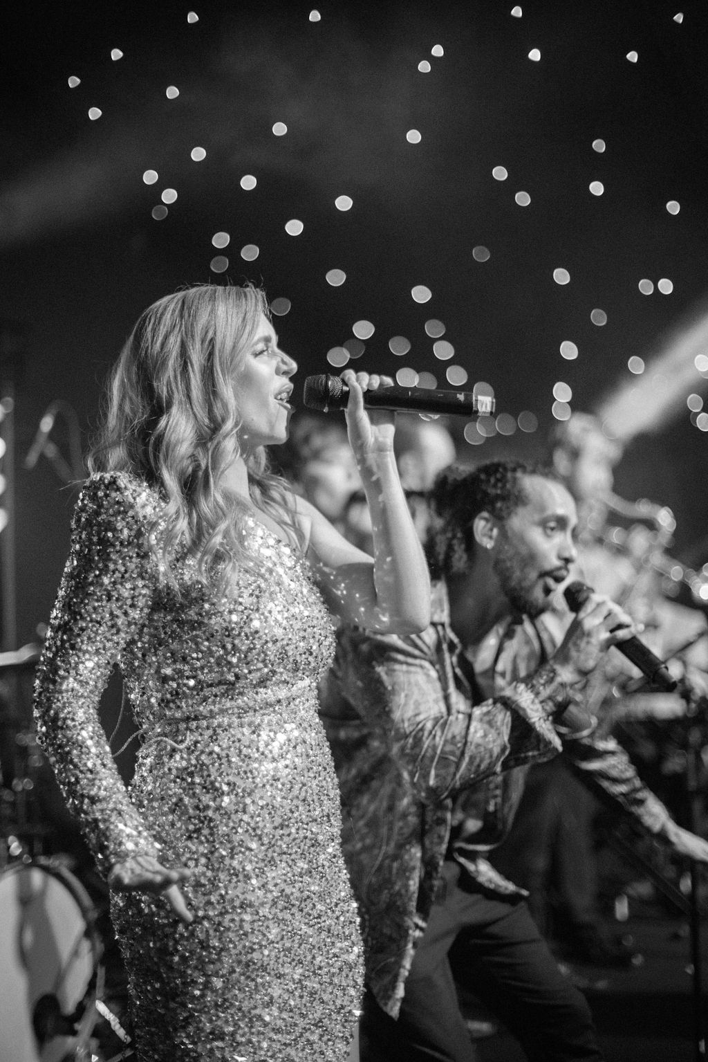 Singer at garden marquee wedding