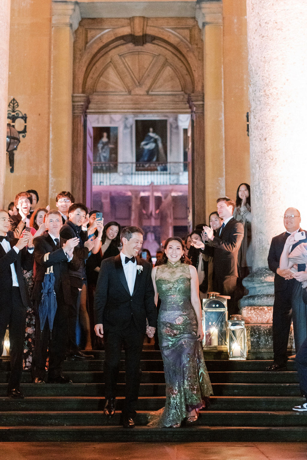 Bride and groom cold spark exit at Blenheim Palace 