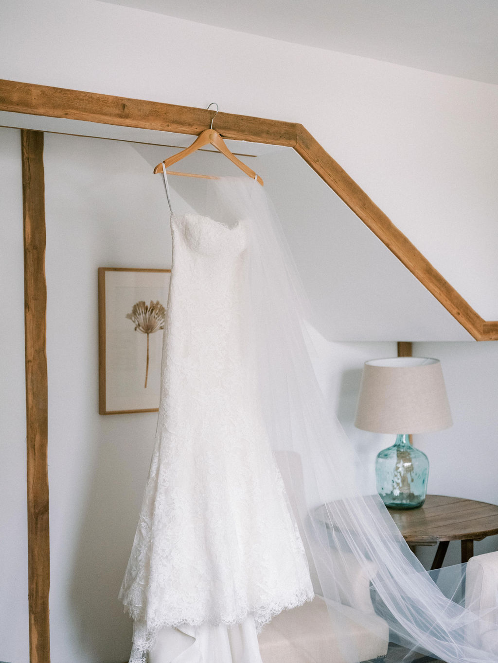 Bride's dressing hanging up for Blenheim Palace wedding