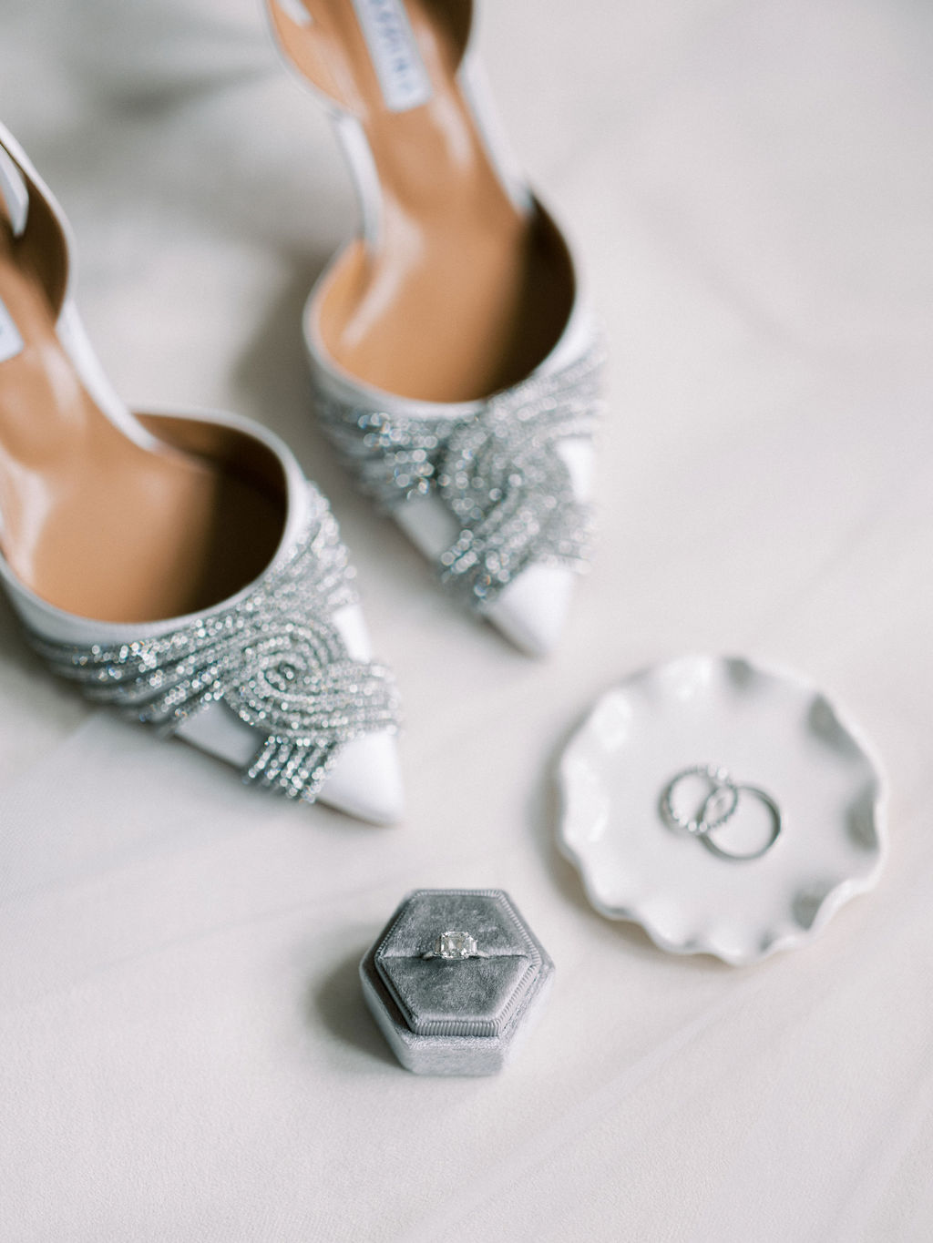 wedding rings and wedding shoes