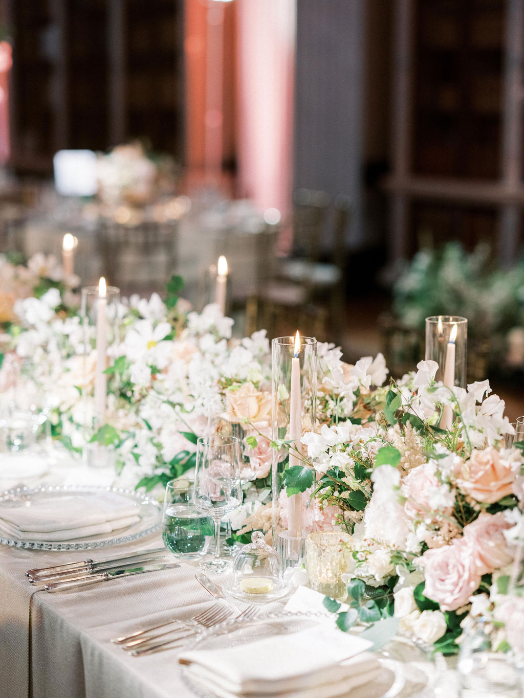 The Long Library wedding breakfast at Blenheim Palace wedding