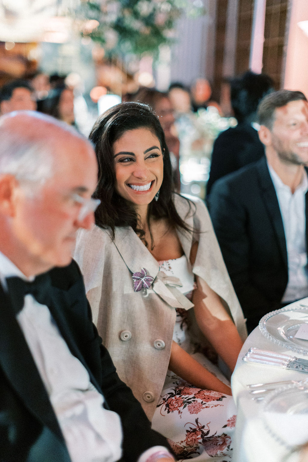 guests laughing at Blenheim Palace wedding