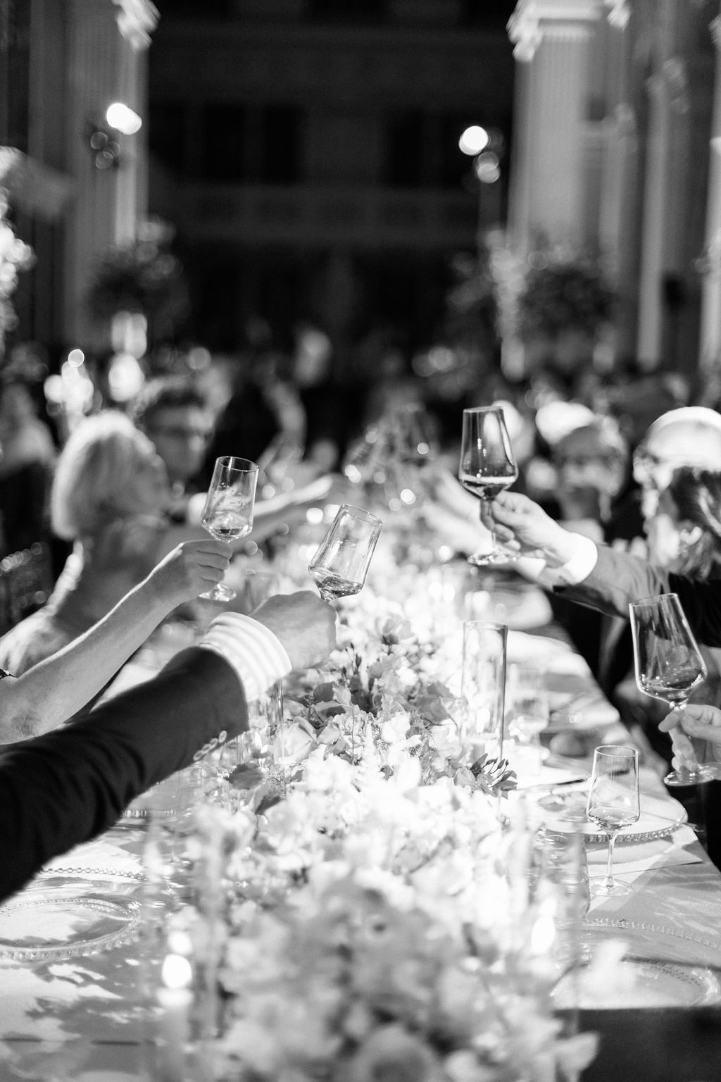 guests toasting at Blenheim Palace wedding