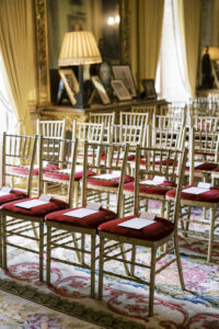 chairs set up for ceremony at Goodwood House Summer Wedding