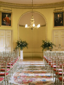 set up for ceremony at Goodwood House Summer Wedding