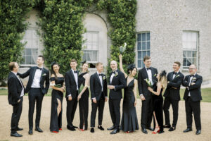 Relaxed bridal party portraits at Goodwood House Summer Wedding