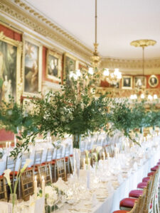 wedding breakfast set up at Goodwood House Summer Wedding